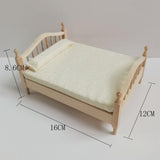 Maxbell 2pcs 1:12 Scale Dollhouse Double Bed Collection Bedd for Kids