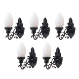 5 x Miniature Model Wall Lamps Toys for DIY Dollhouse Decoration Kids Black