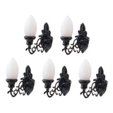 5 x Miniature Model Wall Lamps Toys for DIY Dollhouse Decoration Kids Black