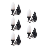 5 x Miniature Model Wall Lamps Toys for DIY Dollhouse Decoration Kids Black