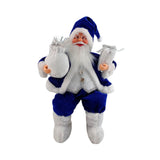 Maxbell Santa Claus Figure with Gift Bag and Presents for Holiday Office Decoration Blue