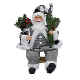 Maxbell Santa Claus Figure with Gift Bag and Presents for Holiday Office Decoration Gray