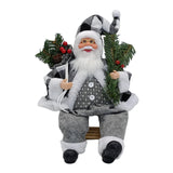 Maxbell Santa Claus Figure with Gift Bag and Presents for Holiday Office Decoration Gray