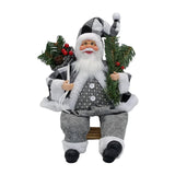 Maxbell Santa Claus Figure with Gift Bag and Presents for Holiday Office Decoration Gray