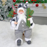 Maxbell Santa Claus Figure with Gift Bag and Presents for Holiday Office Decoration Gray
