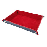 Maxbell Folding Dice Tray Set Flannel Reinforced Bottom Rectangle for Board Games Flannel Red