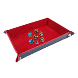 Maxbell Folding Dice Tray Set Flannel Reinforced Bottom Rectangle for Board Games Flannel Red