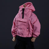 Maxbell 1/12 Scale Male Figure Hoodies Top for 6 inch Male Collectable Action Figure Pink