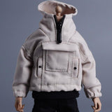 1/12 Scale Male Figure Hoodies Top for 6 inch Male Collectable Action Figure Light Khaki