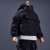 Maxbell 1/12 Scale Male Figure Hoodies Top for 6 inch Male Collectable Action Figure Black