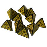 Maxbell 4x10 Pieces Acrylic D4 Dices Polyhedral Dices Set for Card Games Math Teaching Yellow