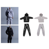 Maxbell 1/12 Scale Miniature Male Doll Clothes for 6inch Figures Black Hoodies Top
