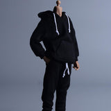 Maxbell 1/12 Scale Miniature Male Doll Clothes for 6inch Figures Black Hoodies Top