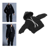 Maxbell 1/12 Scale Miniature Male Doll Clothes for 6inch Figures Black Hoodies Top
