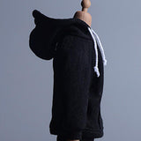 Maxbell 1/12 Scale Miniature Male Doll Clothes for 6inch Figures Black Hoodies Top