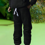 Maxbell 1/12 Scale Miniature Male Doll Clothes for 6inch Figures Black Sweatpants