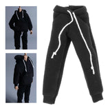 Maxbell 1/12 Scale Miniature Male Doll Clothes for 6inch Figures Black Sweatpants