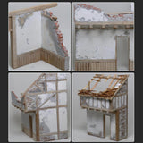 1/35 House Model Building Kits Ruins Architecture Scene for Sand Table Decor Style D