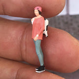 Maxbell 1:64 Model People Figure Scenes Realistic Tiny People for Decoration Diorama Backpacker Girl