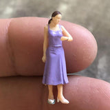 Maxbell 1:64 Model People Figure Scenes Realistic Tiny People for Decoration Diorama Dress Lady