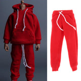Maxbell 1/12 Scale Action Figures Clothes Male and Female Doll Sportswear Costume Red Pants