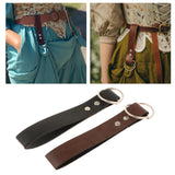 Maxbell 3xSkirt Hike Daul Rings Faux Leather Handmade Medieval Renaissance Belt Clip black