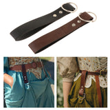 Maxbell 3xSkirt Hike Daul Rings Faux Leather Handmade Medieval Renaissance Belt Clip black