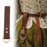 Maxbell 4xSkirt Hike Daul Rings Faux Leather Handmade Medieval Renaissance Belt Clip brown
