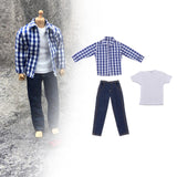 Maxbell 1/12 Scale Men Figure Clothes Trendy Outfit for 6 inch Figure Blue Long