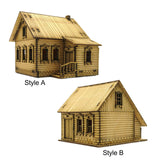 Maxbell 1/72 Wooden European House for Micro Landscape Sand Table Architecture Model Style A