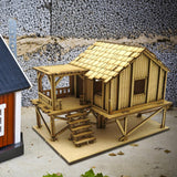 Maxbell 3D Wooden Puzzle 1/72 Wooden Cabin for Architecture Model Sand Table Diorama Style A