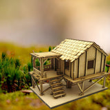 Maxbell 3D Wooden Puzzle 1/72 Wooden Cabin for Architecture Model Sand Table Diorama Style A