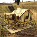 Maxbell 3D Wooden Puzzle 1/72 Wooden Cabin for Architecture Model Sand Table Diorama Style A