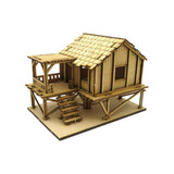 Maxbell 3D Wooden Puzzle 1/72 Wooden Cabin for Architecture Model Sand Table Diorama Style A
