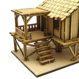 Maxbell 3D Wooden Puzzle 1/72 Wooden Cabin for Architecture Model Sand Table Diorama Style A
