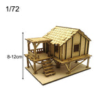 Maxbell 2 Piece 3D Wooden Puzzle 1/72 Wooden Cabin for Architecture Model Sand Table