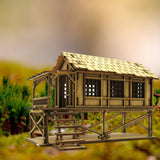 Maxbell 2 Piece 3D Wooden Puzzle 1/72 Wooden Cabin for Architecture Model Sand Table