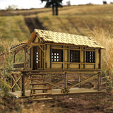 Maxbell 2 Piece 3D Wooden Puzzle 1/72 Wooden Cabin for Architecture Model Sand Table