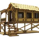 Maxbell 2 Piece 3D Wooden Puzzle 1/72 Wooden Cabin for Architecture Model Sand Table
