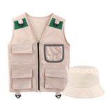 Maxbell 2xKids Explorer Costume Cargo Vest and Hat for Toddlers Park Ranger Zoo Keeper
