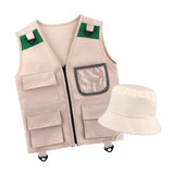 Maxbell 2xKids Explorer Costume Cargo Vest and Hat for Toddlers Park Ranger Zoo Keeper