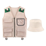 Maxbell 2xKids Explorer Costume Cargo Vest and Hat for Toddlers Park Ranger Zoo Keeper