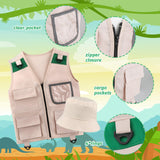 Maxbell 2xKids Explorer Costume Cargo Vest and Hat for Toddlers Park Ranger Zoo Keeper