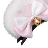 Maxbell 4x2Pcs Bear Ear Hair Clip Plush Animal Hairpins for Birthday Party Anime Theme White Pink