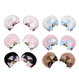 Maxbell 2x2Pcs Bear Ear Hair Clip Plush Animal Hairpins for Birthday Party Anime Theme White Pink