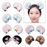 Maxbell 2x2Pcs Bear Ear Hair Clip Plush Animal Hairpins for Birthday Party Anime Theme White Pink