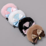 Maxbell 3x2Pcs Bear Ear Hair Clip Plush Animal Hairpins for Birthday Party Anime Theme White Pink