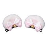 Maxbell 6x2Pcs Bear Ear Hair Clip Plush Animal Hairpins for Birthday Party Anime Theme White Pink