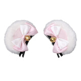 Maxbell 3x2Pcs Bear Ear Hair Clip Plush Animal Hairpins for Birthday Party Anime Theme White Pink