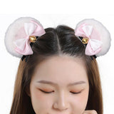 Maxbell 3x2Pcs Bear Ear Hair Clip Plush Animal Hairpins for Birthday Party Anime Theme White Pink
